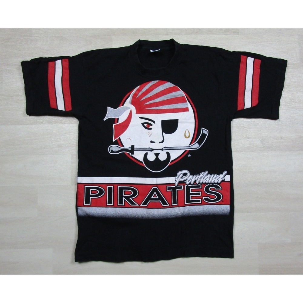 Vintage 90s SALEM Portland Pirates Hockey Jersey‎ Style T-Shirt Youth XL (18-20)